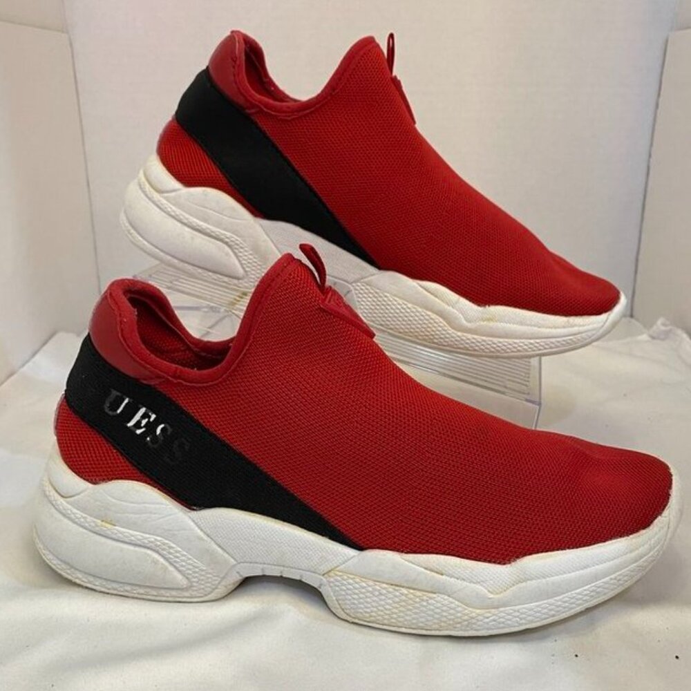 3/$20 Bundle 🌈Guess Red Slip-On Knit Chunky Sneakers Black Band Logo Women’s 8